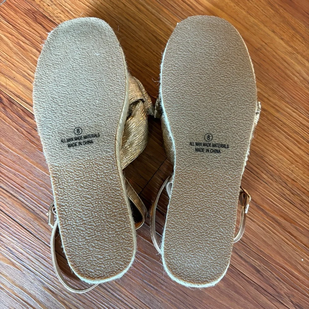 Lulus Rayanna Rose Gold Espadrille Platform Sandals 8